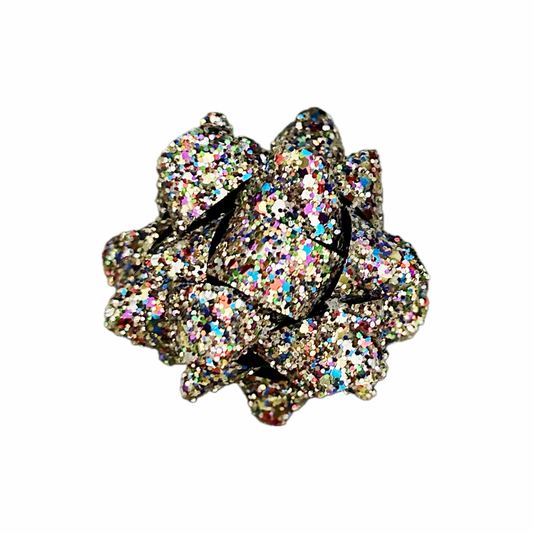 Christmas Present Faux Leather Chunky Glitter Bow|Headband