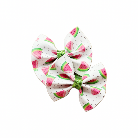 Watermelon Faux Leather Pinch Bow Set
