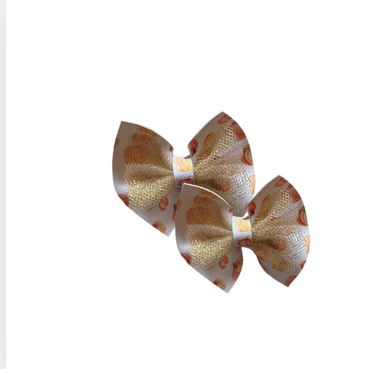 Pumpkin Patch Faux Leather Tulle Pinch Bows