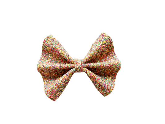 Sprinkles Chunky Glitter Faux Leather Pinch Bow|Headband
