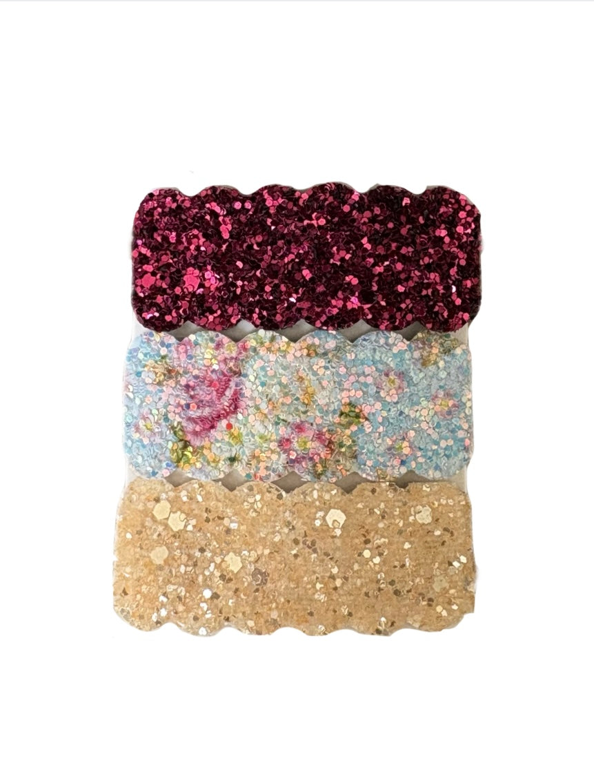 Burgandy Floral Faux Leather Snap Clips