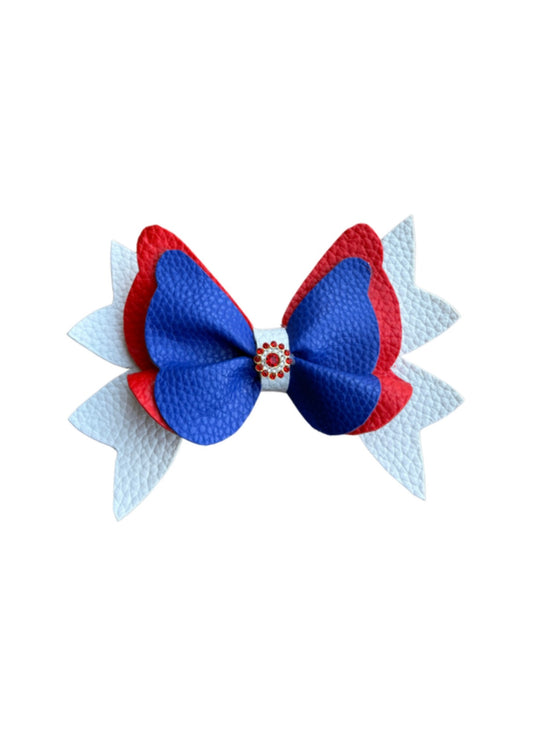Fourth of July Butterfly Faux Leather Pinch Bow|Headband