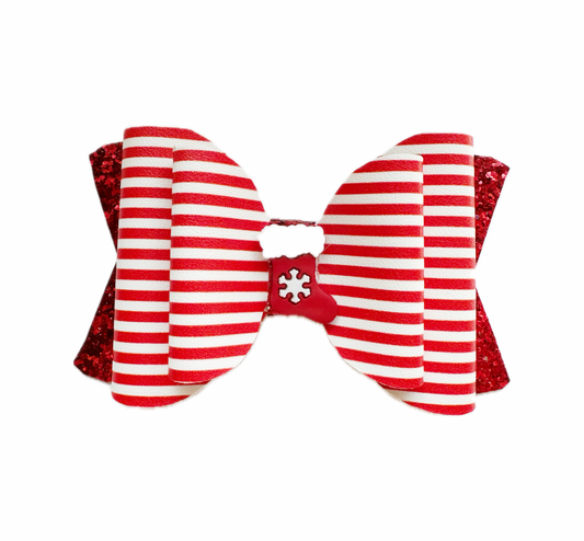 Christmas Stocking Faux Leather Chunky Glitter Double Stack Bow|Headband