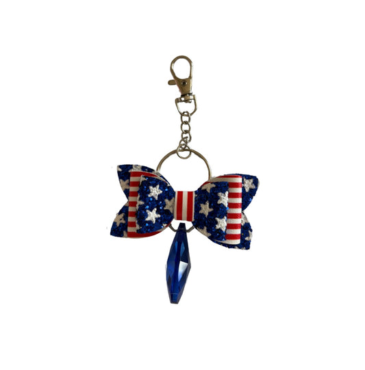 Stars and Stripes Faux Leather Keychain