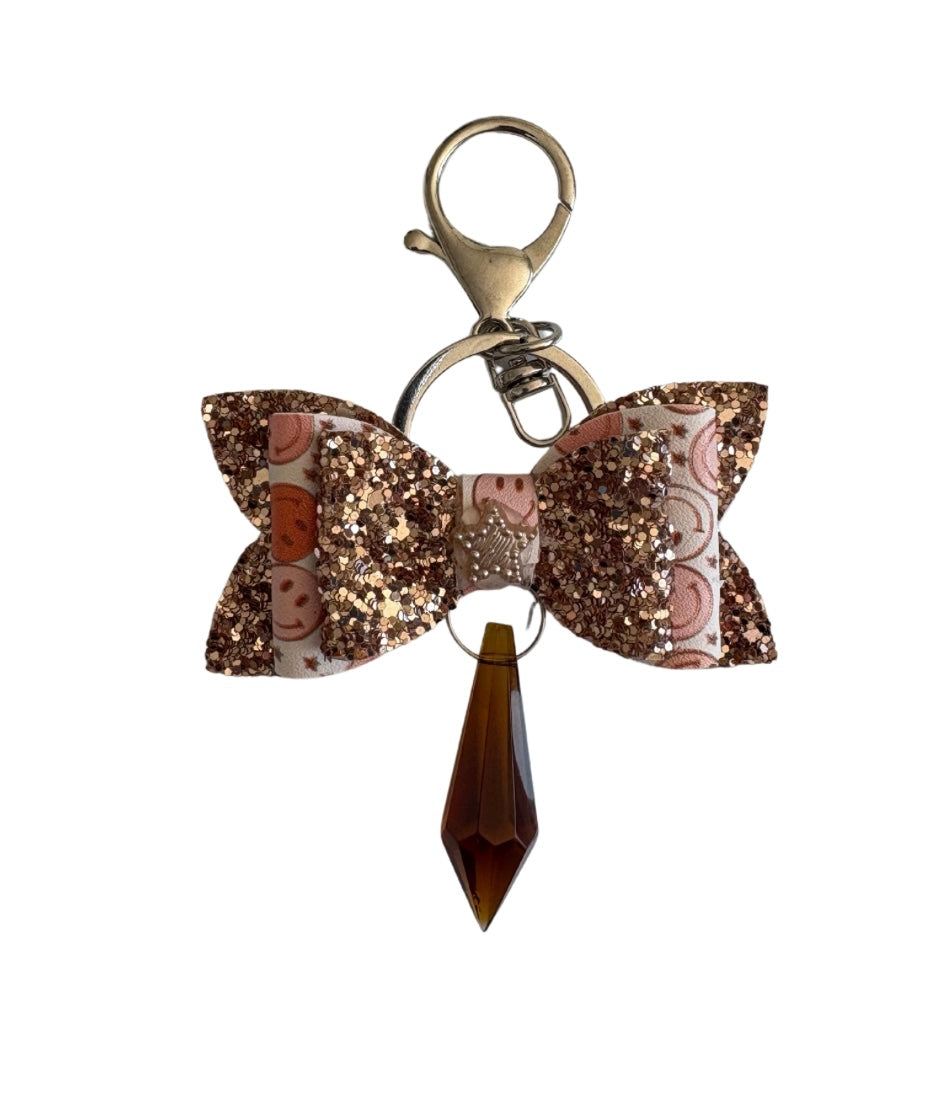 Too Groovy Star Faux Leather Mini Bow Keychain