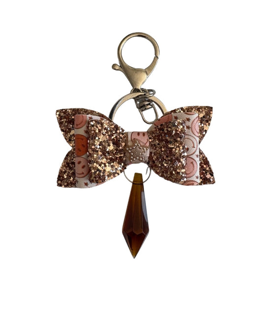 Too Groovy Star Faux Leather Mini Bow Keychain