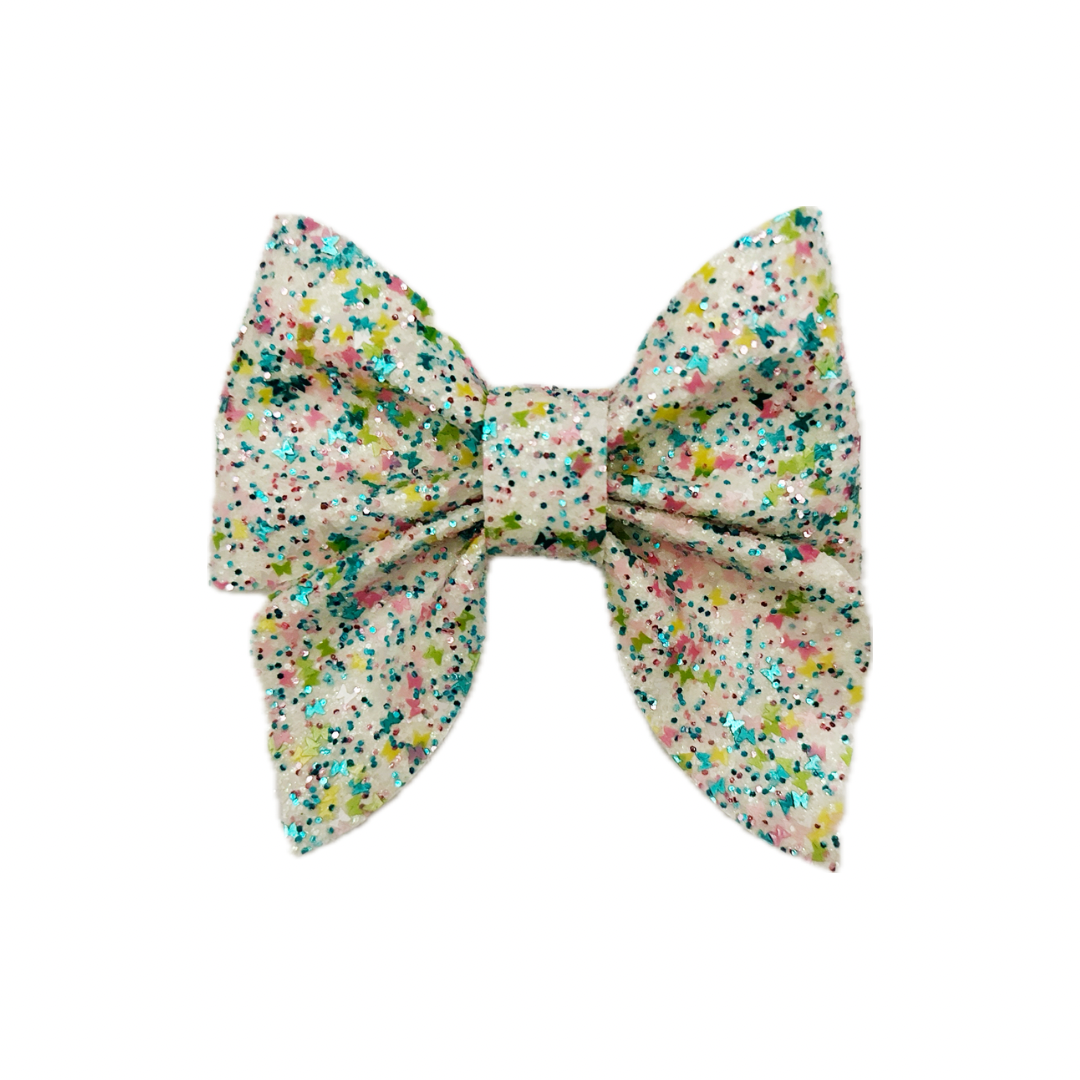 Butterfly Faux Leather Chunky Glitter Sailor Bow|Headband