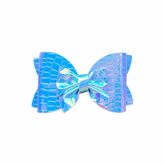 Holographic Faux Leather Double Stack Bow|Headband