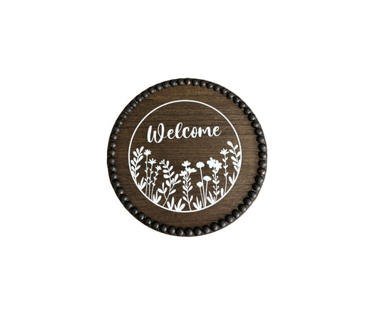 Welcome Floral Wooden Wall Decor