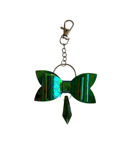 Green Mermaid Faux Leather Mini Bow Keychain
