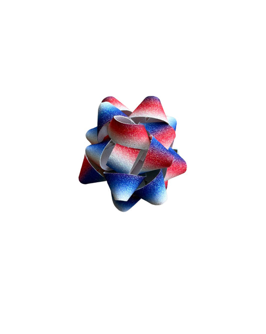 Red White & Blue Faux Leather Present Bow| Headband