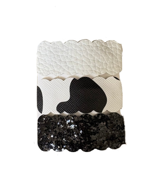 B&W Cow Faux Leather Snap Clips