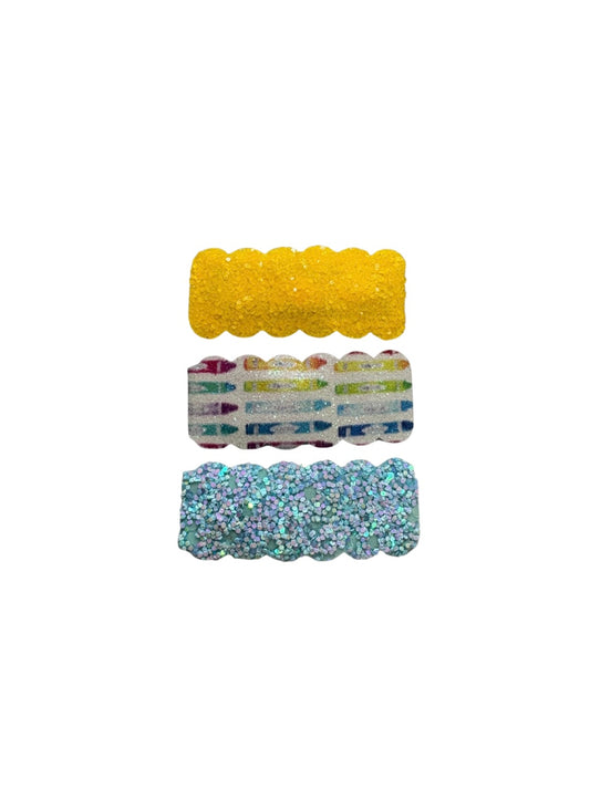 Crayon Faux Leather Snap Clips Set