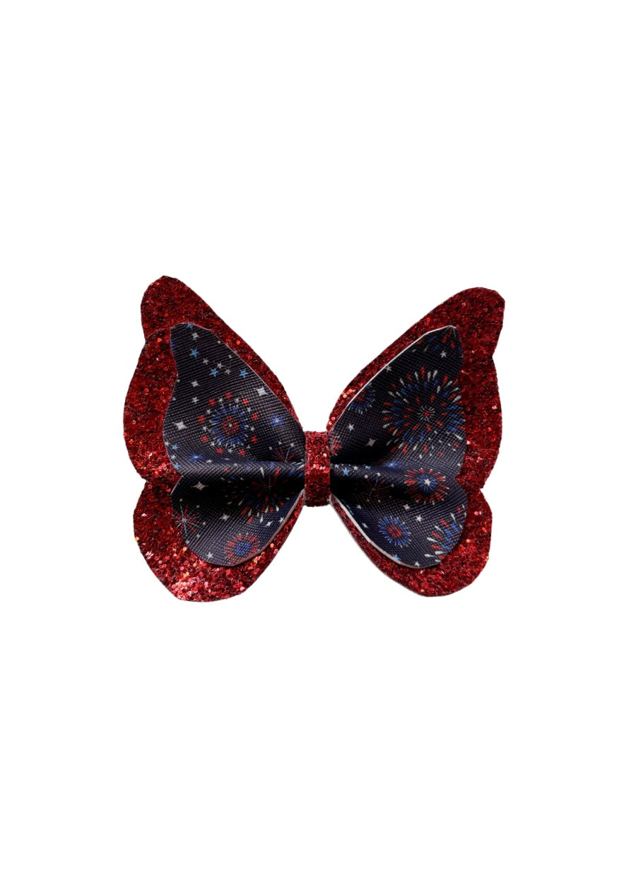 Firework Flair Butterfly Faux Leather Pinch Bow