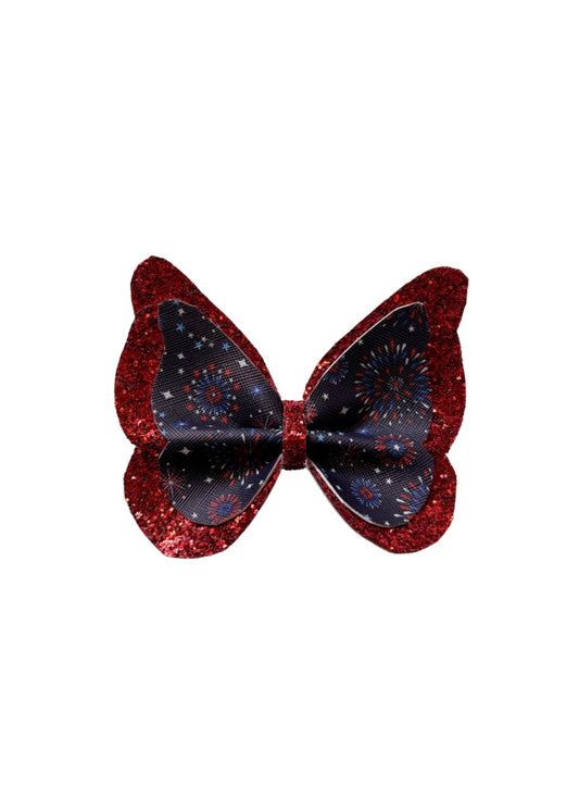 Firework Flair Butterfly Faux Leather Pinch Bow