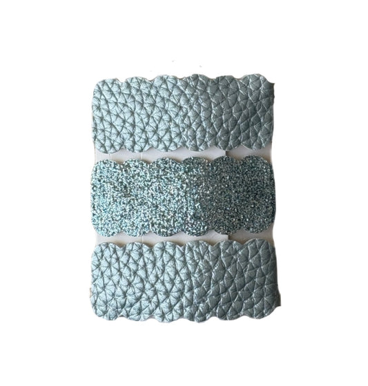 Blue Faux Leather Snap Clips