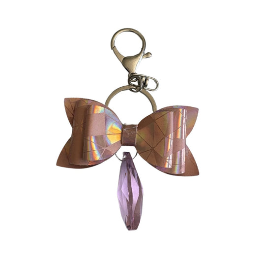 Rose Gold Faux Leather Mini Bow Keychain