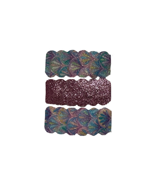 Purple Mermaid Faux Leather Snap Clips