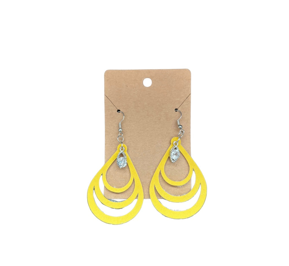 Sunshine Teardrop Faux Leather Earrings