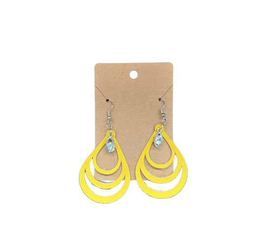 Sunshine Teardrop Faux Leather Earrings