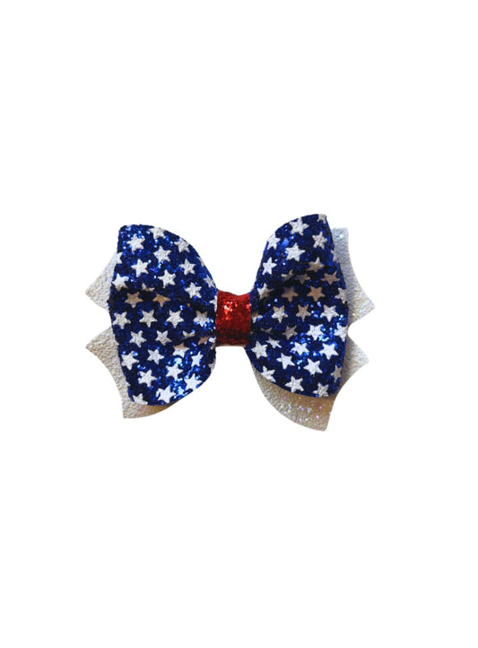 Liberty Bell Double Stack Faux Leather Pinch Bow| Headband