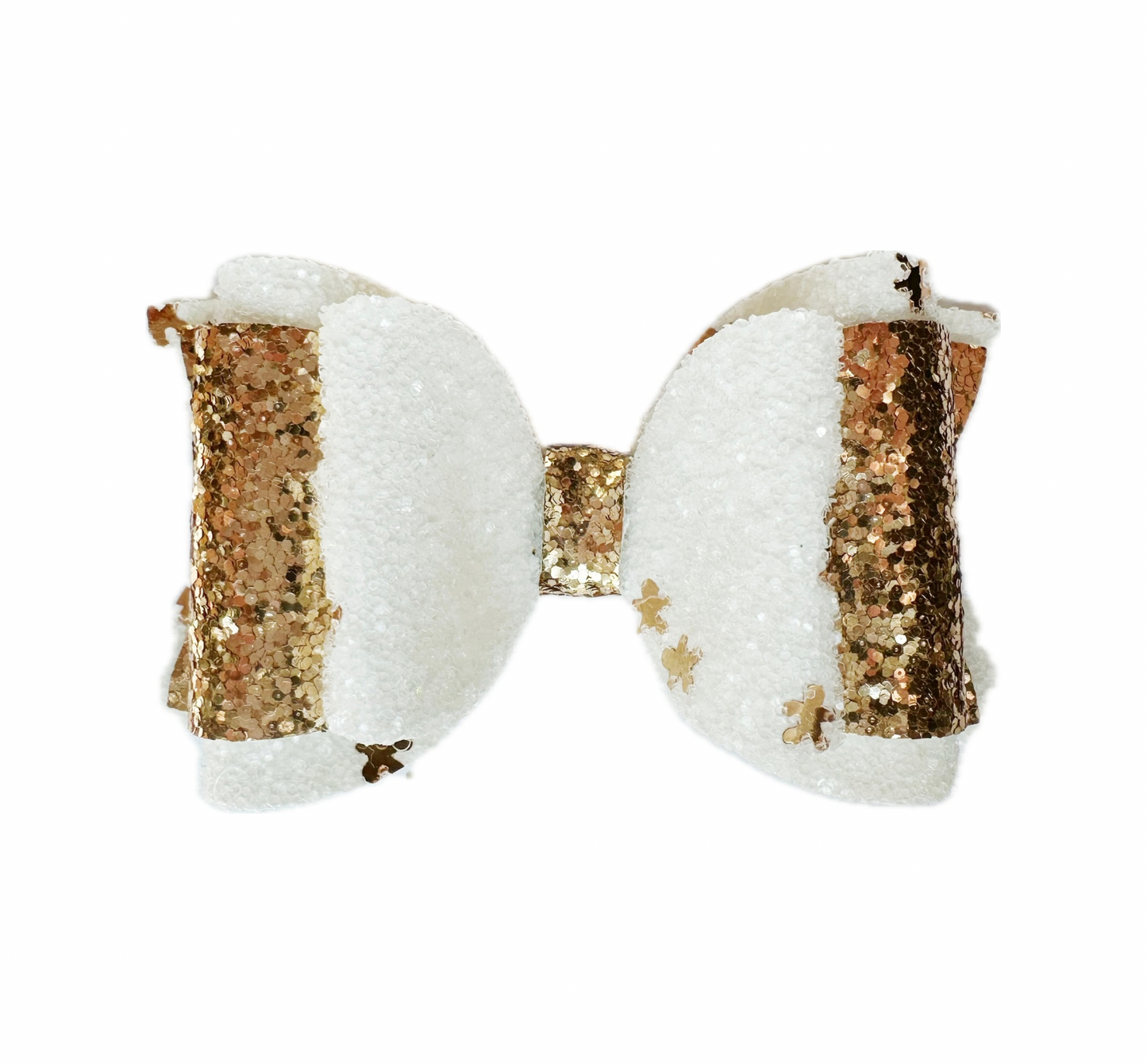 Gingerbread Man Faux Leather Chunky Glitter Double Stack Bow|Headband