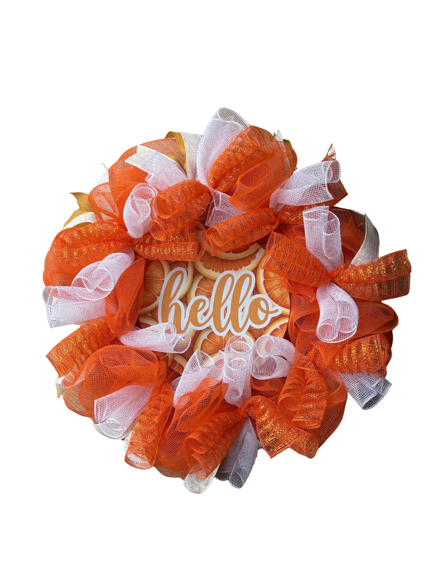 Orange Hello Poly Mesh Wreath
