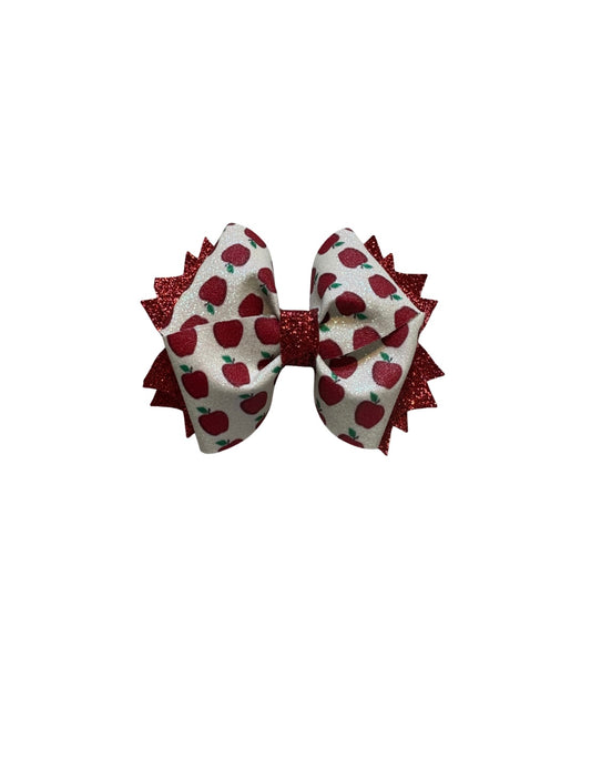 Apple Faux Leather Twist Pinch Bow