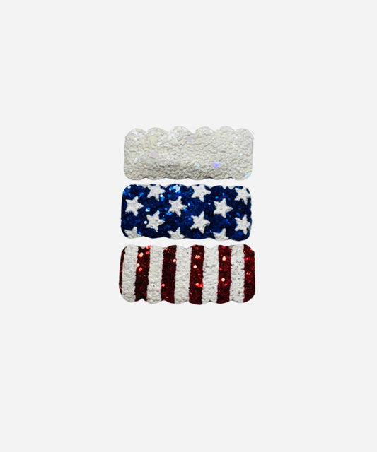 Stars & Stripes Faux Leather Snap Clips