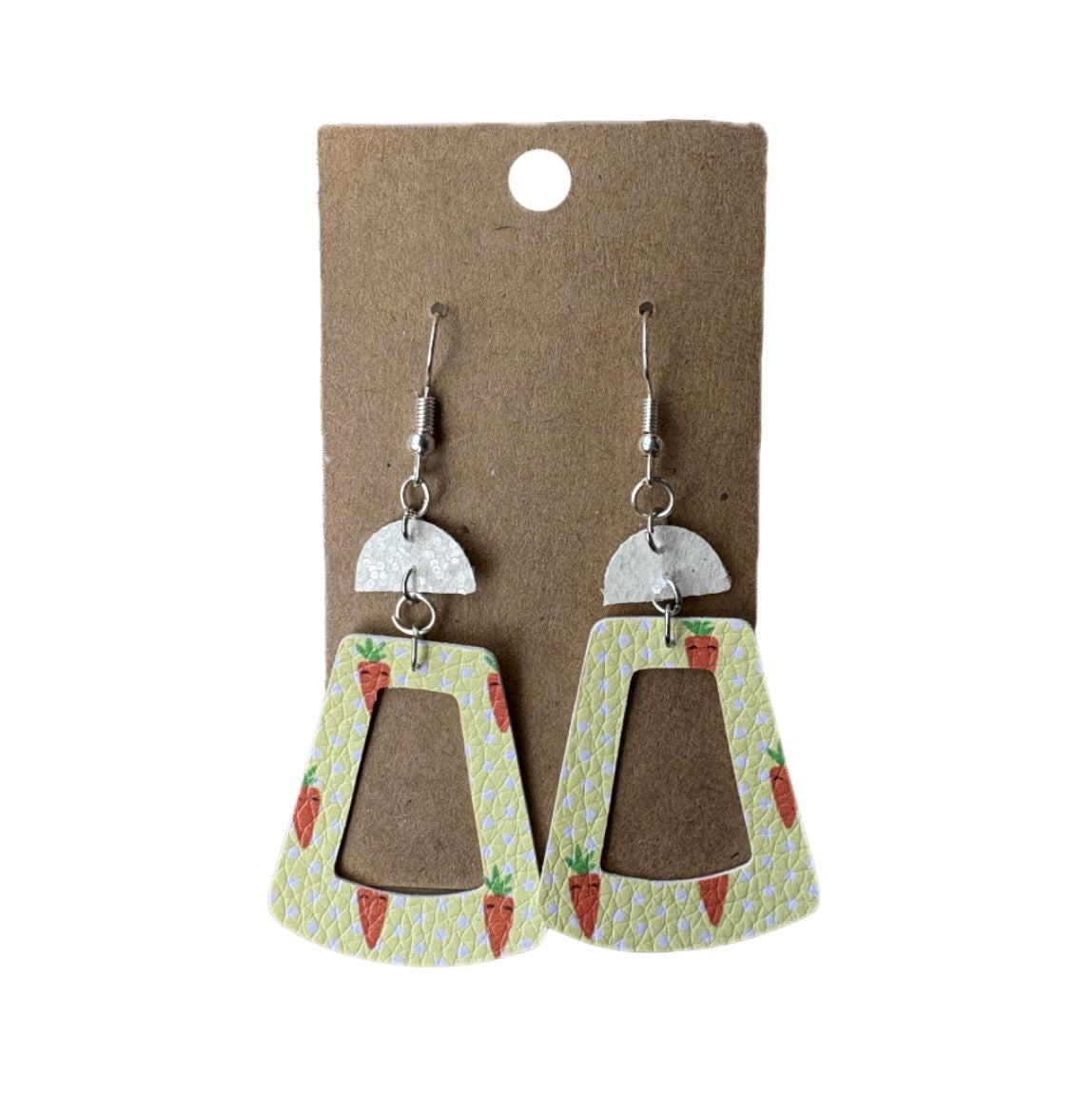 Carrot Geometric Faux Leather Earrings