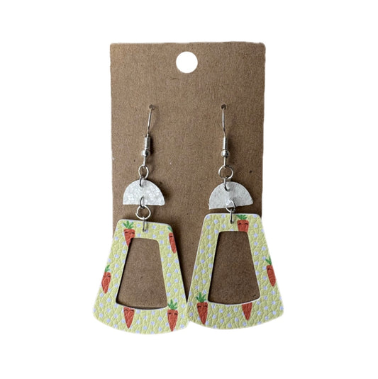 Carrot Geometric Faux Leather Earrings