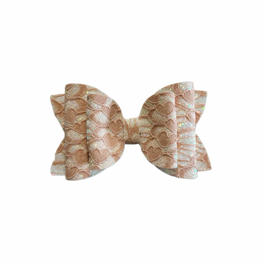 Blush Pink Faux Leather Double Stack Bow|Headband