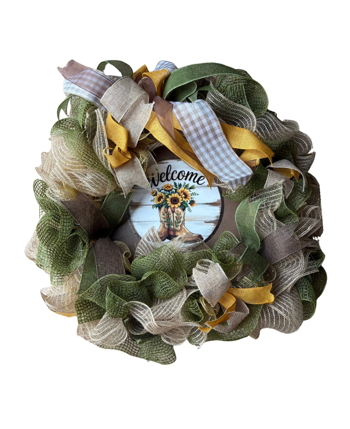 Cowgirl Boots Poly Mesh Wreath