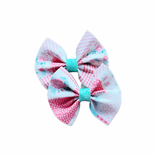 Country Time Plaid Faux Leather Pinch Bow Set