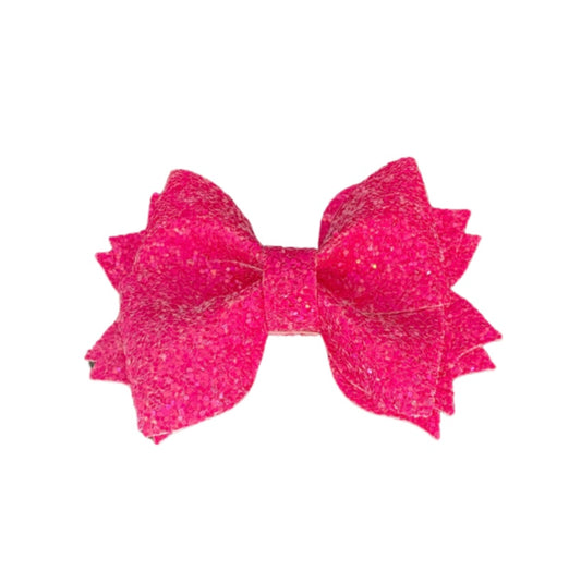 Hot Pink Faux Leather Twist Pinch Bow|Headband