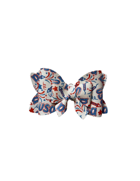 Rocket Double Stack Faux Leather Bow|Headband