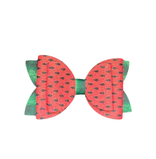 One in a Melon Faux Leather Double Stack Bow|Headband