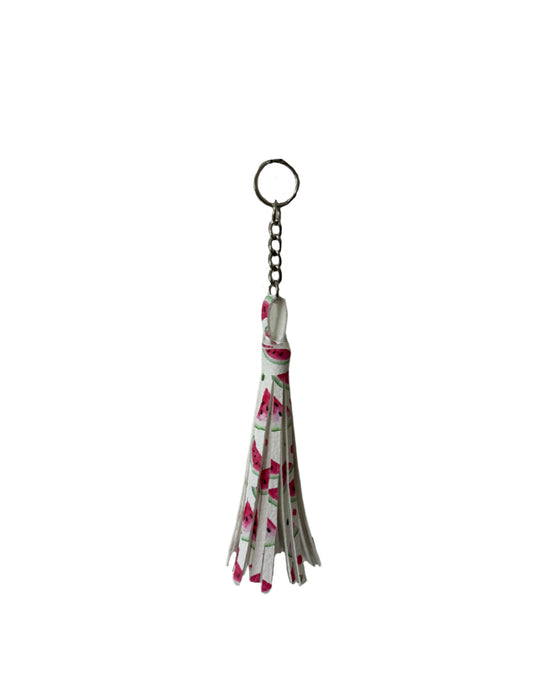 Watermelon Faux Leather Fringe Keychain
