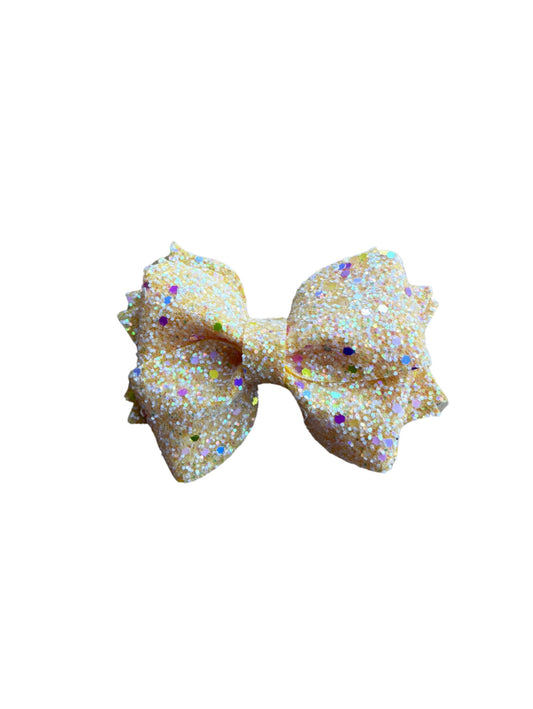 Yellow Confetti Faux Leather Pinch Bow|Headband