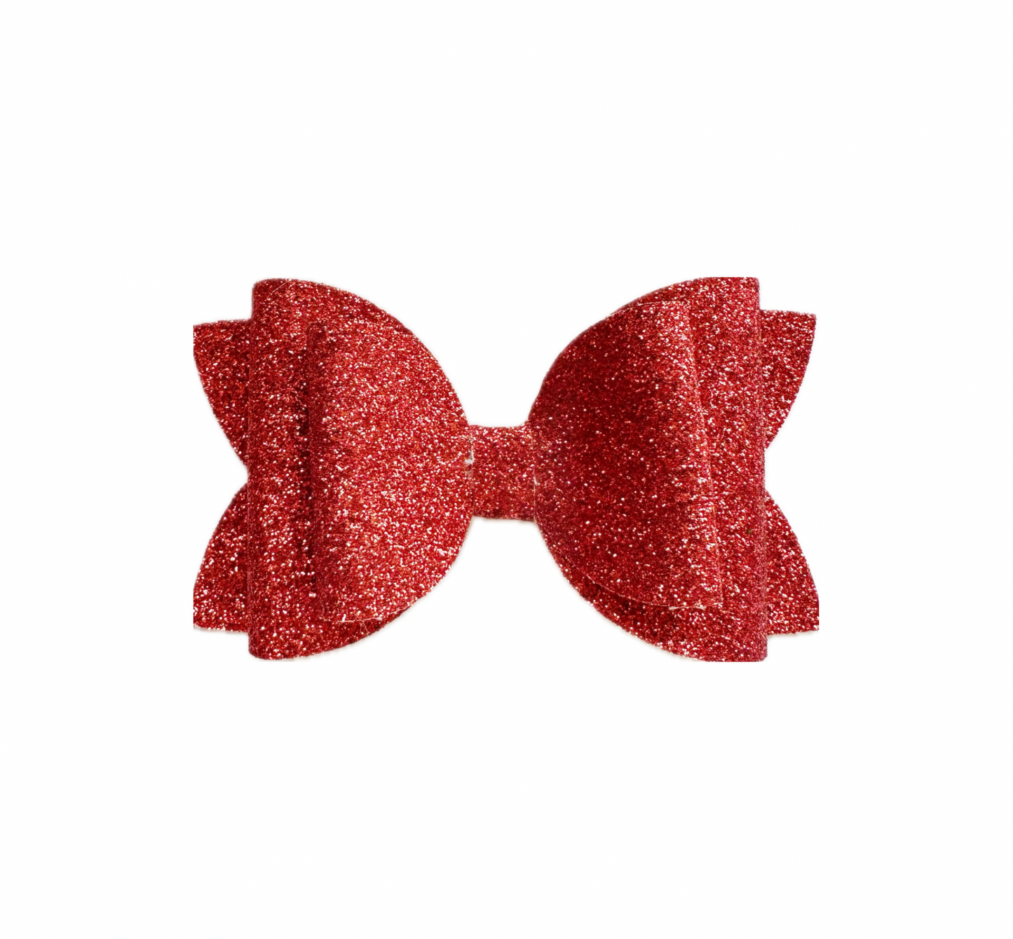 All Red Faux Leather Fine Glitter Double Stack Bow|Headband