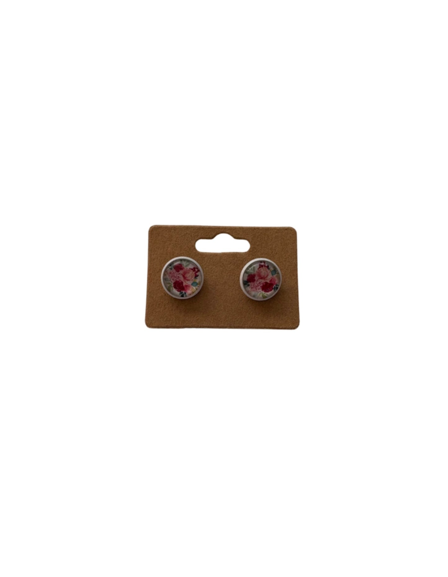 Pink Floral Stud Earrings