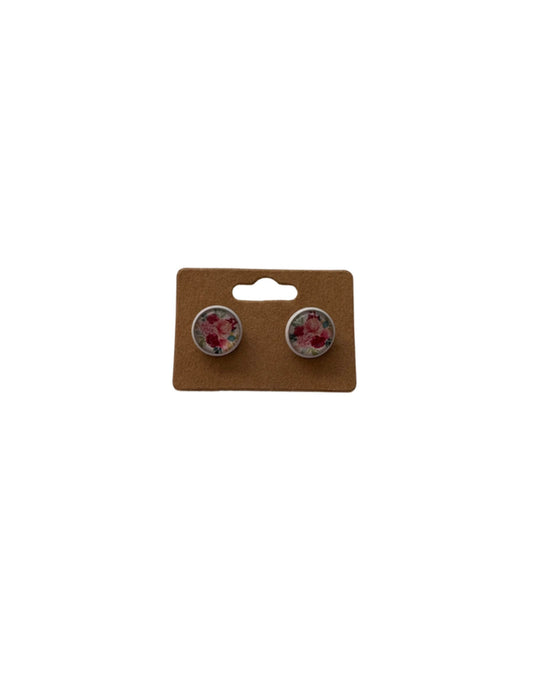 Pink Floral Stud Earrings