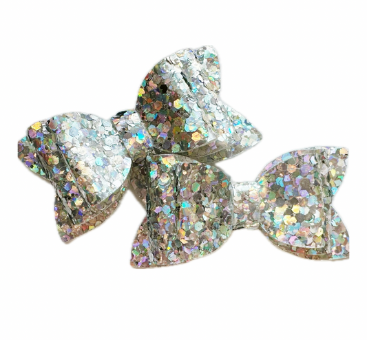 Silver Disco Faux Leather Chunky Glitter Piggy Set