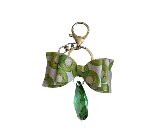 Kiwi Faux Leather Mini Bow Keychain