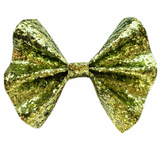Olive Green Faux Leather Chunky Glitter Pinch Bow|Headband