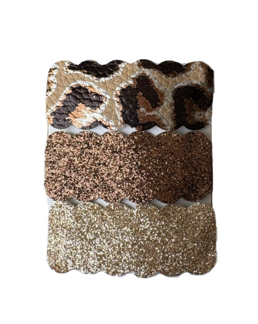 Cheetah Faux Leather Snap Clips