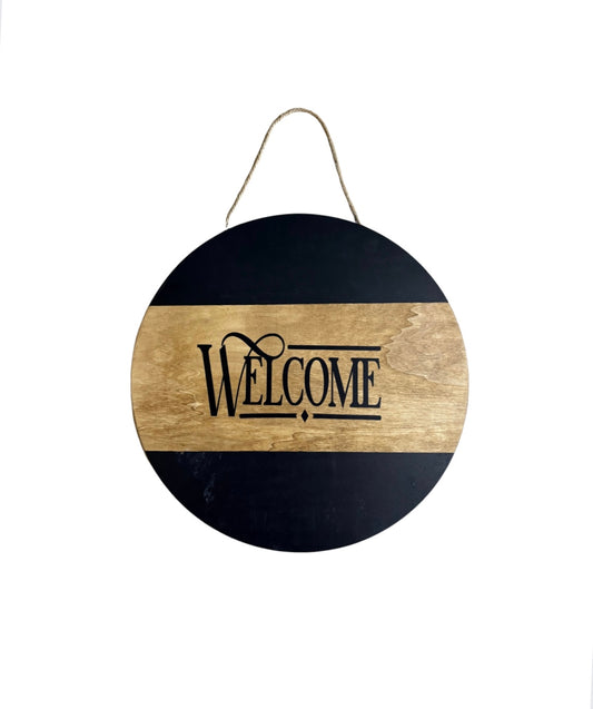 Black Welcome Wooden Door Hanger