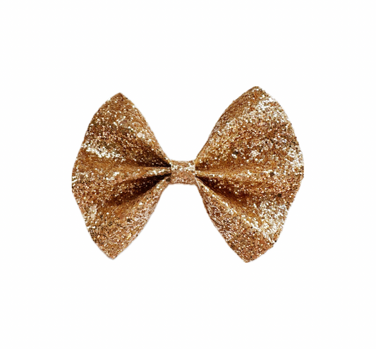 Gold Faux Leather Chunky Glitter Pinch Bow|Headband