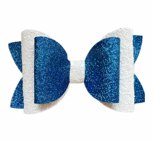 Winter Wonderland Faux Leather Chunky Glitter Double Stack Bow|Headband