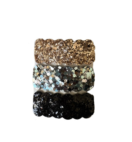 Blue and Gold Faux Leather Snap Clips
